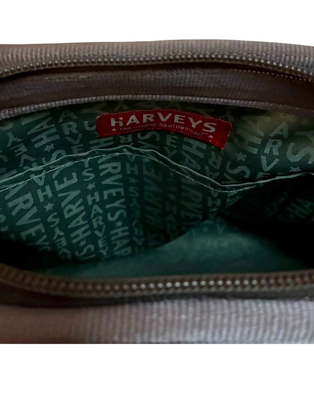 Harveys Seatbelt Bag Woven Tote Shoulder Purse Dark Brown Espresso Zip Closure - Picture 3 of 12